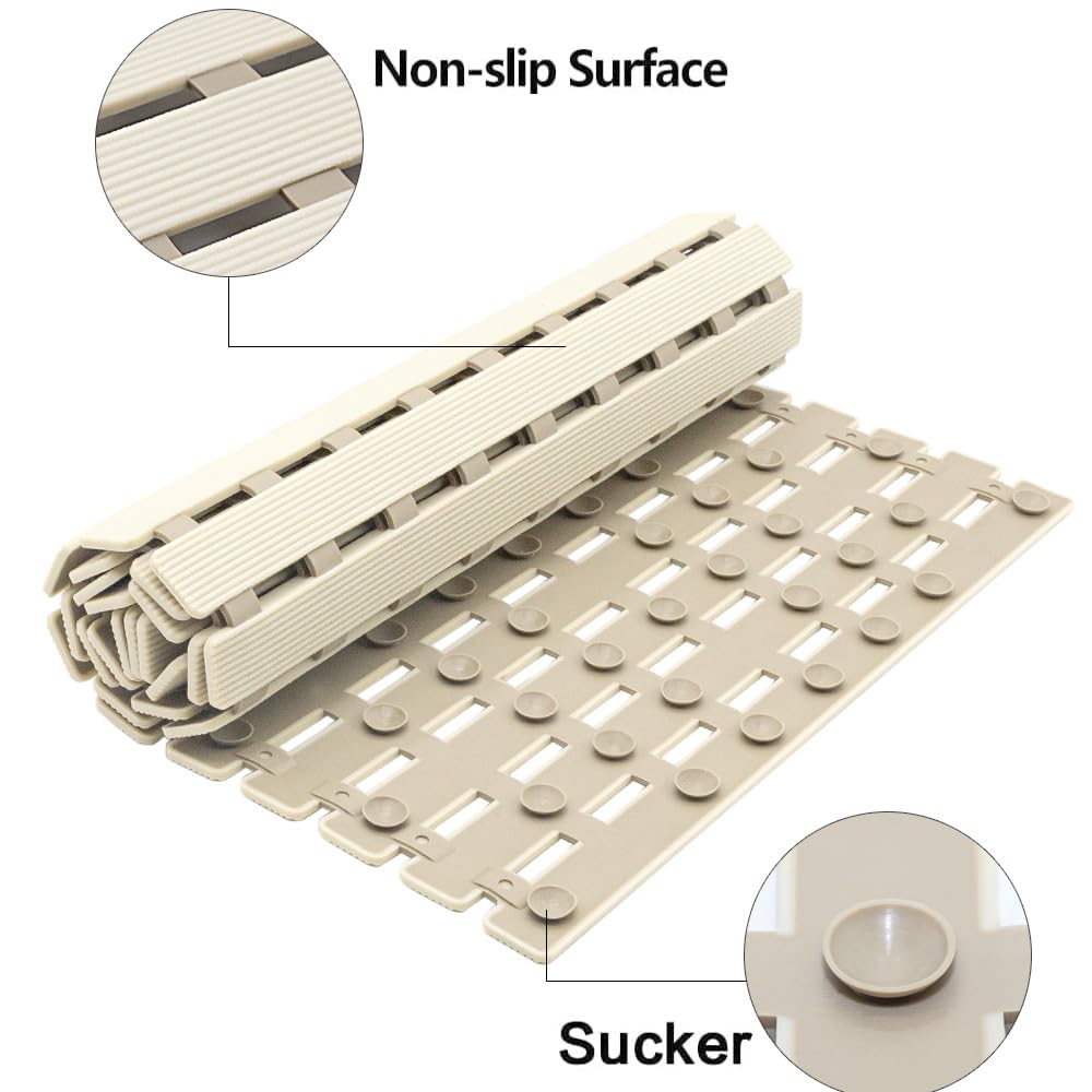 Bemiso Shower Mat Non Slip Bathtub Mat With Suction Cups And Drain Holes 37.4 X15.7 Inch Bath Mat For Tub & Shower.Easy Dry,Easy