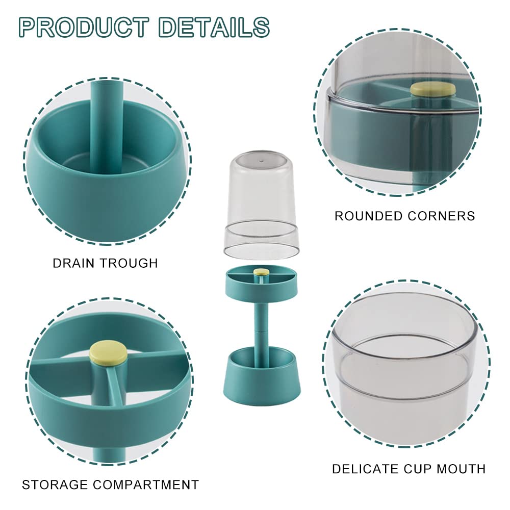 Toothbrush Holder Stand With Tooth Brush Cups/Cover, Toothpaste Holder Stand With 3Slots,Dental Storage Organizer Holder Stand,