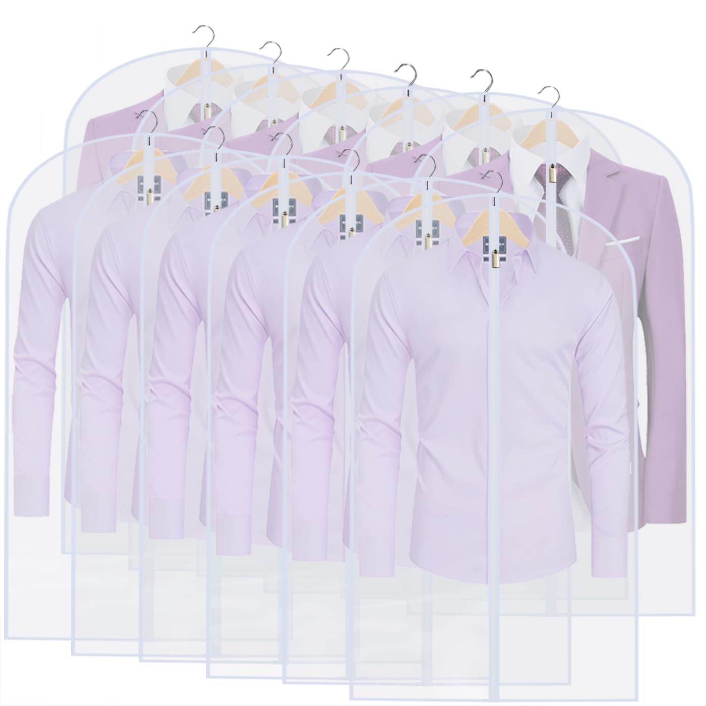 Suit Bags for Closet Storage Garment Bag (24 x 40 Set of 12) Clear Garment Bags for Hanging Clothes Plastic Waterproof Suit 