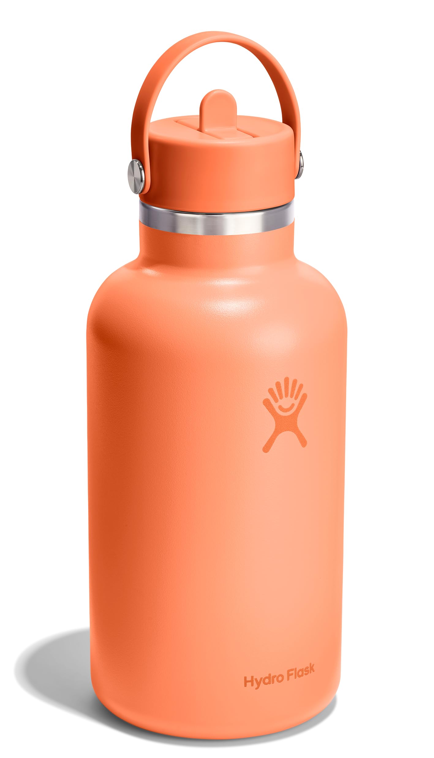 Hydro Flask Water Bottle - Insulated Stainless Steel - Wide Mouth Flex Straw Lid, Non Spill, Leakproof and Refillable in 64 Oz N