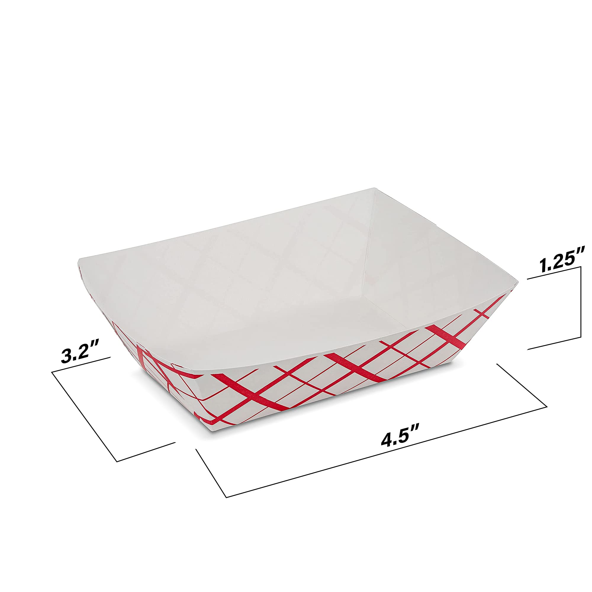 Mt Products 1/2 Lb. Small Plaid Lunch Paper Food Trays For Food Truck (Pack Of 100) - Made In The Usa