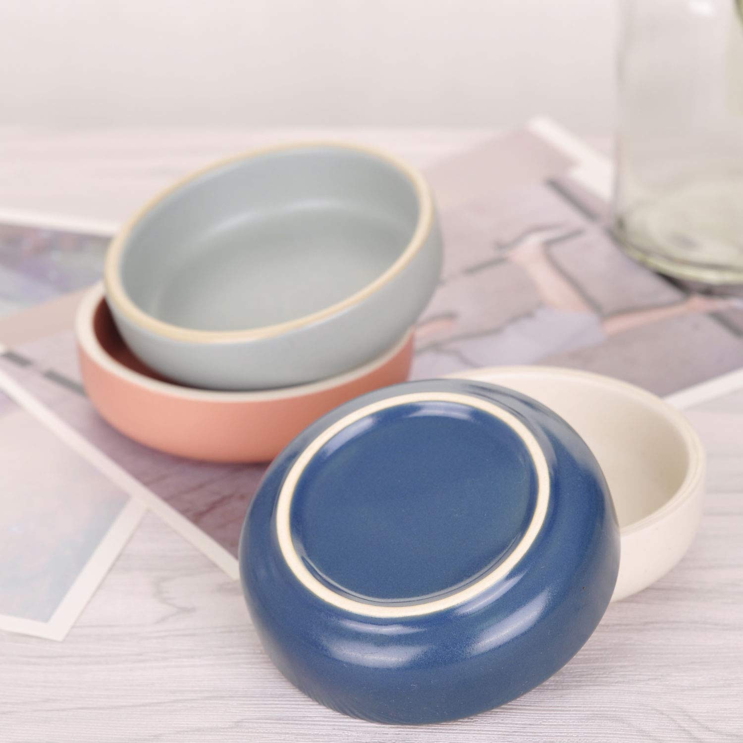 WHJY 4 inches Set of 4 Ceramic Sauce Dishes Side Dish Sushi Dipping Bowls  Matte Glaze Porcelain Tableware Serving Dish Appetizer Plates Stackable Ramekins