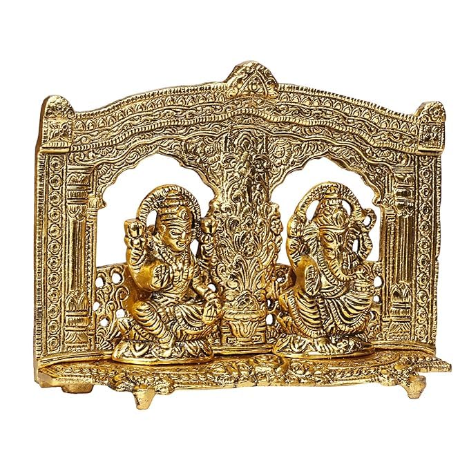 Crown Warriors Metal Laxmi Ganesh Idol Bhagwan Ganpati Murti Metal Statue Sitting Laxmi Ji For Home Office Decor Pooja Good Luck