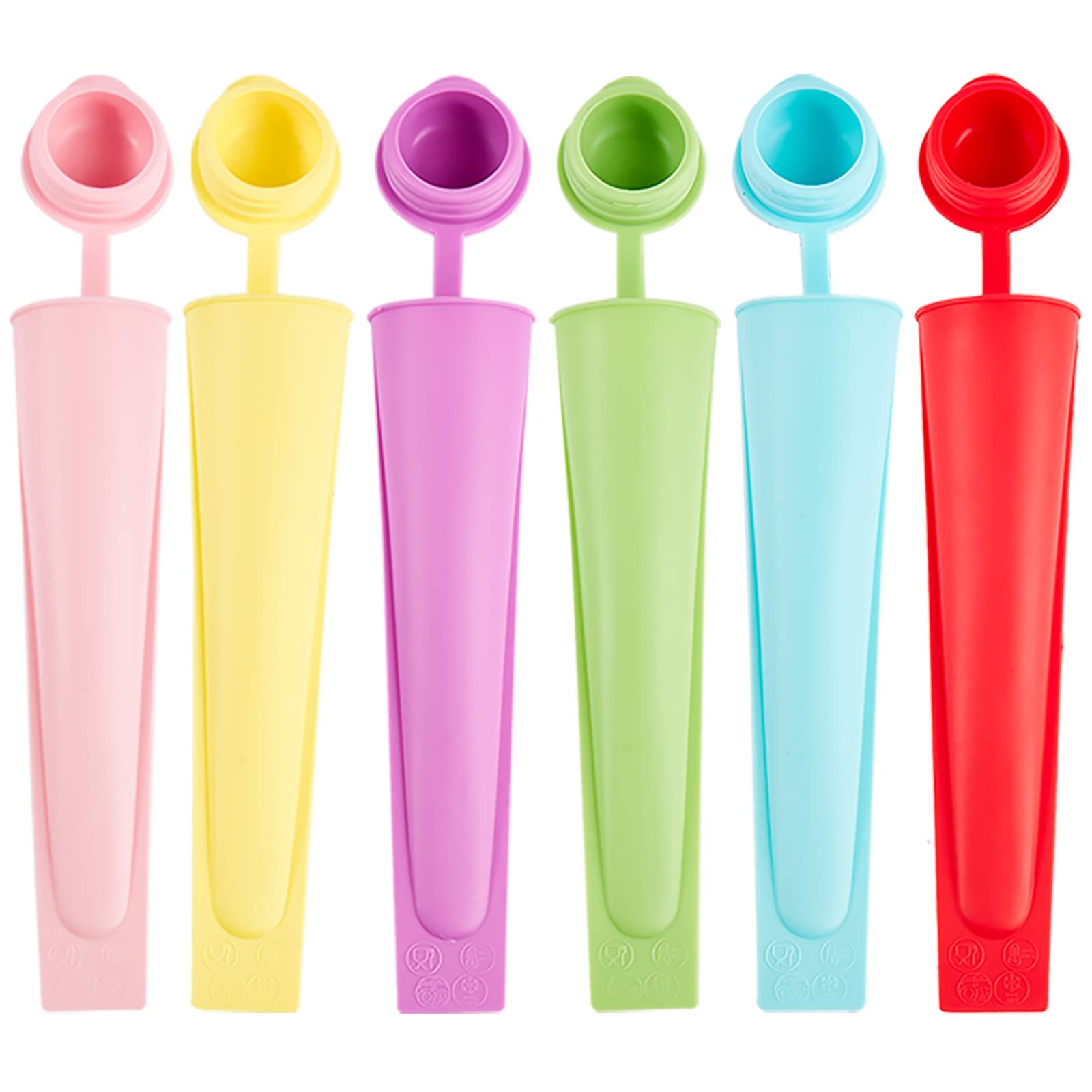 6 Pcs Popsicles Molds, Silicone Ice Pop Molds For Kids, Reusable Freezer Pop Tubes, Multi-Color Ice Pop Mold, Frozen Ice Popsicl