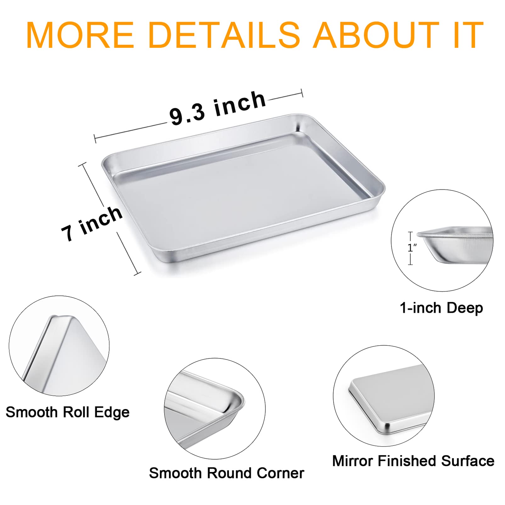 Teamfar Toaster Oven Tray And Rack Set, 9.3 X 7 X 1, Stainless Steel Toaster Oven Pan Broiler Pan, Non Toxic & Healthy, Easy Cle