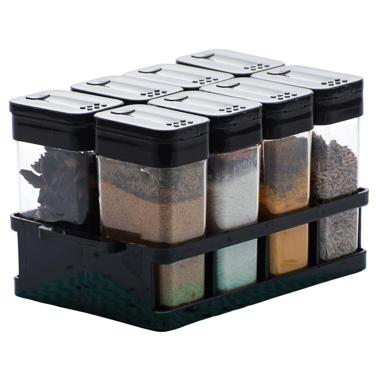 8Piece Airtight Spice Box Set With Tray  Modern Masala Dabba For Easy Spice Storage & Dispensing In The Kitchen