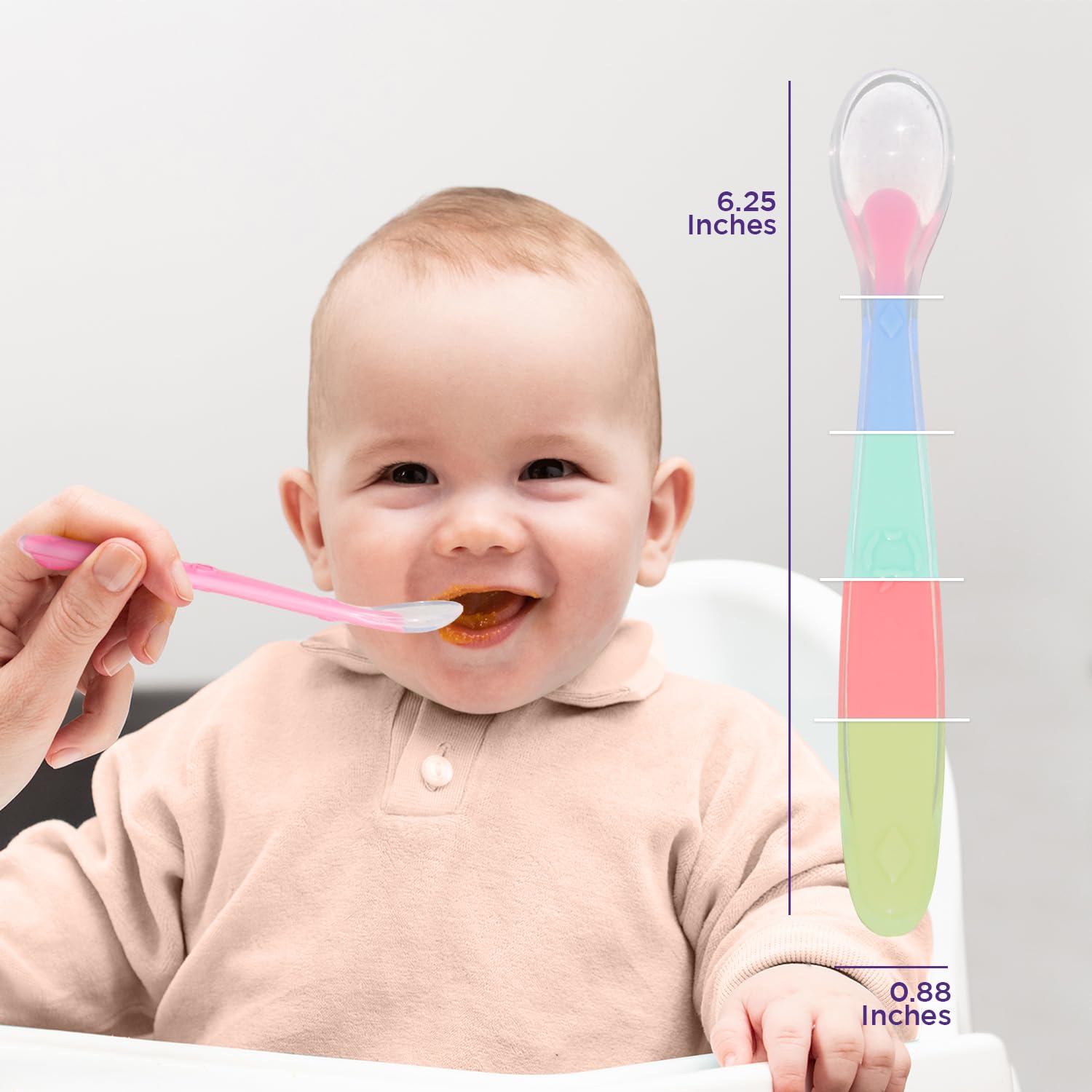 Best First Stage Baby Infant Spoons  5-Pack  Soft Silicone Baby Spoons Training Spoon Gift Set For Infant