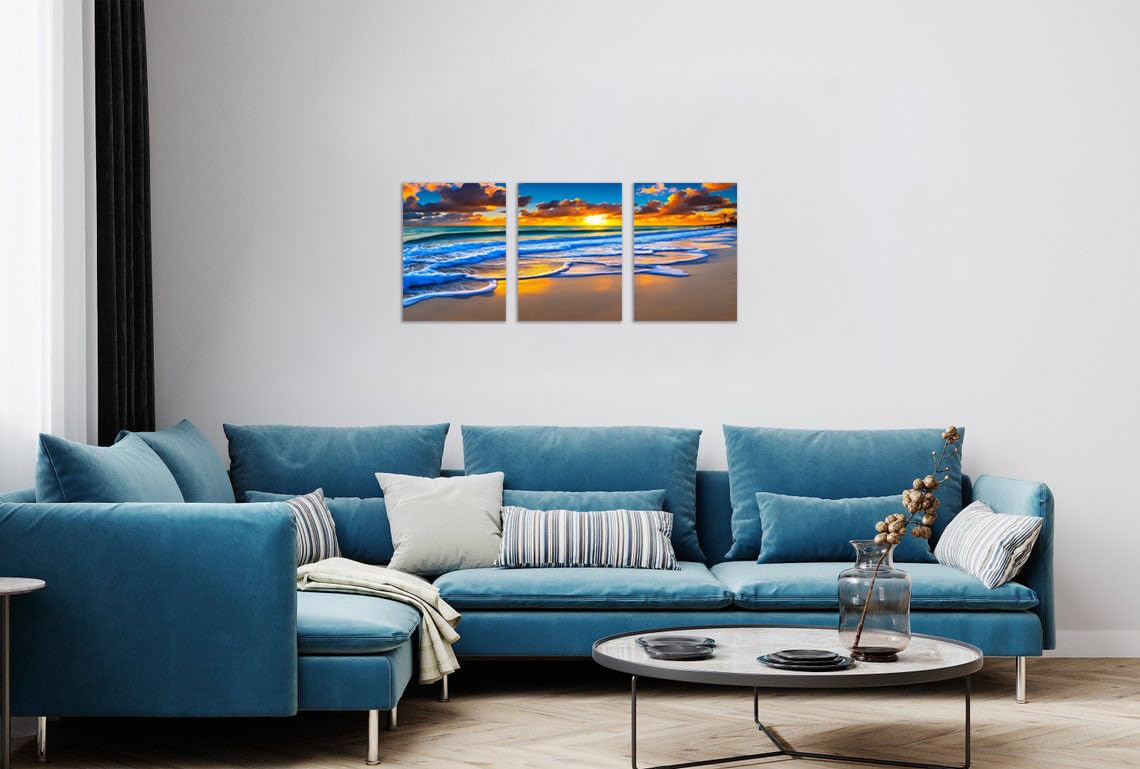 Tutubeer 3 Pcs Wall Decor Beach Ocean Pictures Sunrise Over The Beach Pictures Print On Canvas Pictures Of The Beach Pictures Wa