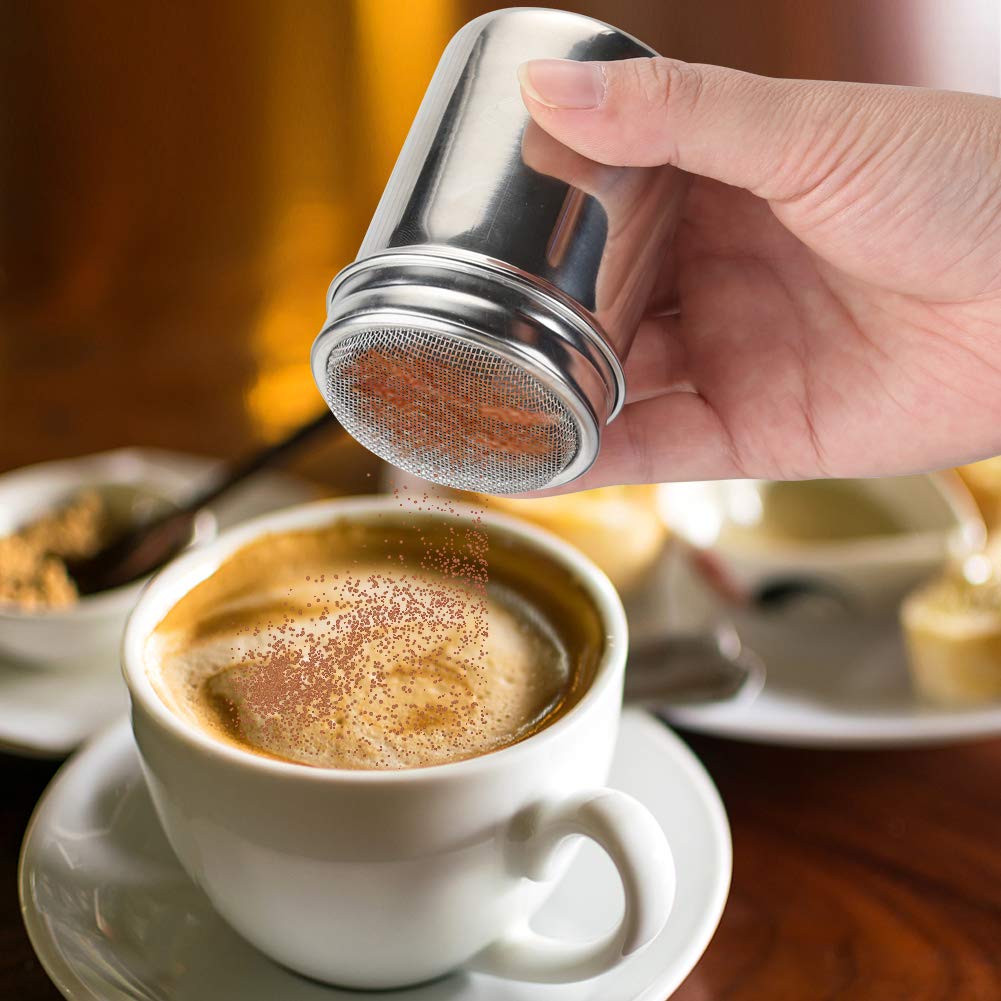 Accmor 2Pcs Powdered Sugar Shaker Duster, Cinnamon Shaker Flour Sifter, 7Oz Stainless Steel Fine Mesh Dredges Shakers For Cinnam