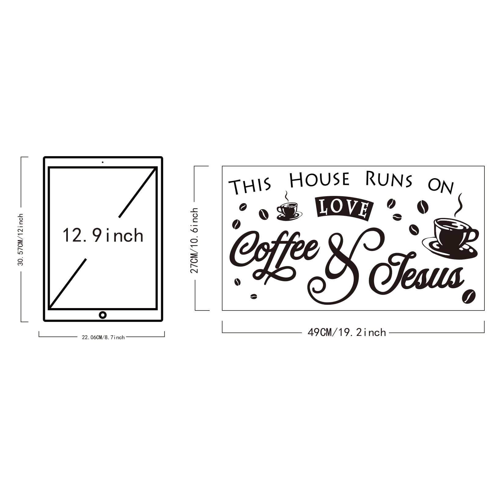 Superdant Coffee Theme Pvc Wall Sticker This House Runs On Love Coffee And Jesus Word Vinyl Wall Art Wall Decal Sticker For Cafe