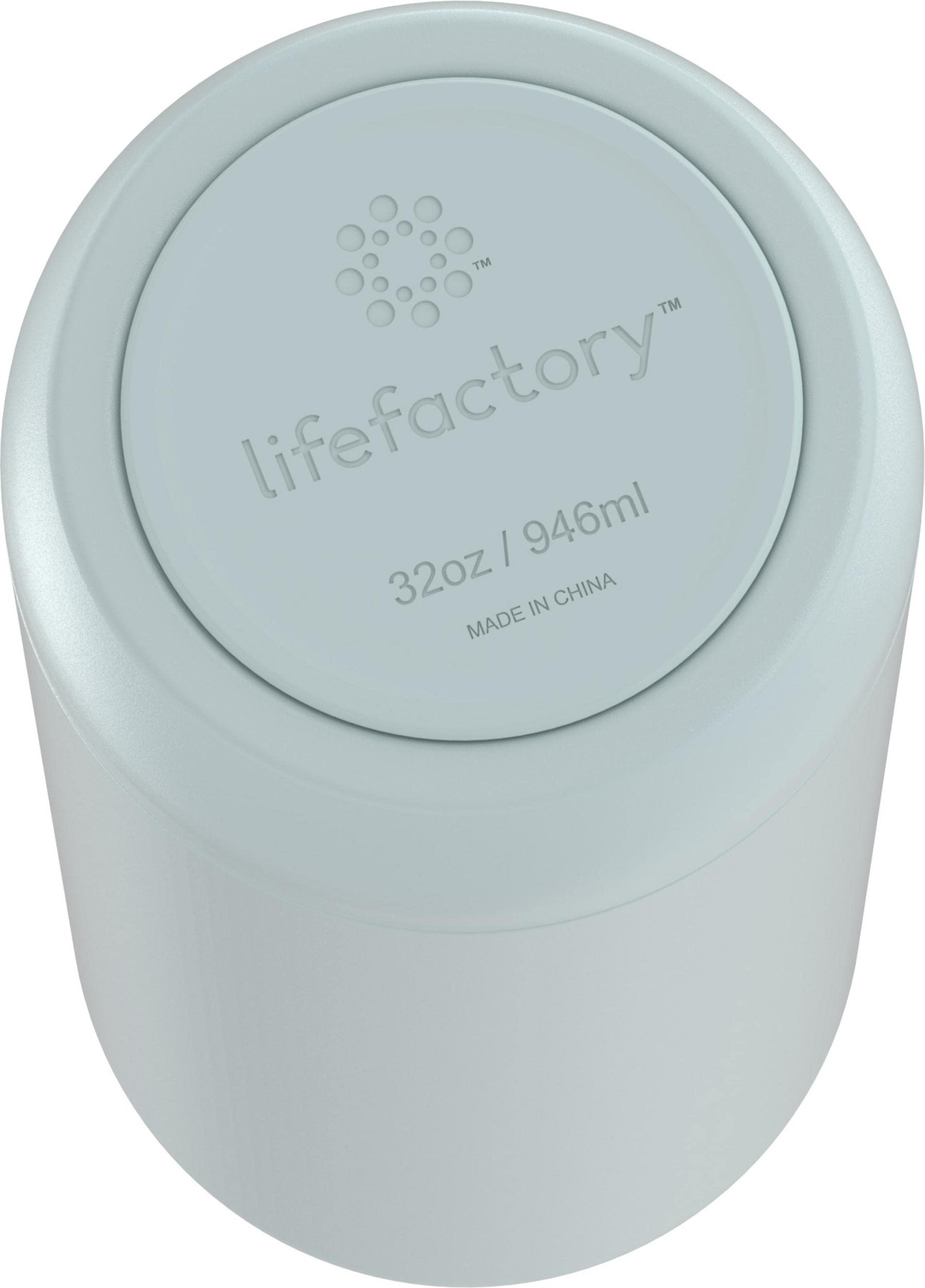 LIfeFactory Stainless Steel Vacuum-Insulated Sport Bottle  32 Ounce  Mint