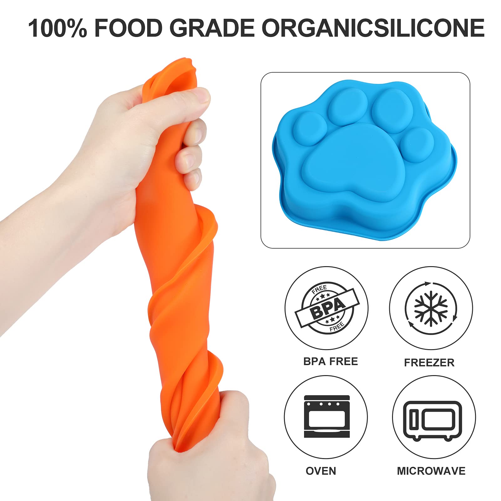 Wooyaya 2Pcs Silicone Dog Birthday Cake Pans, Bone Shape, 8 Inch