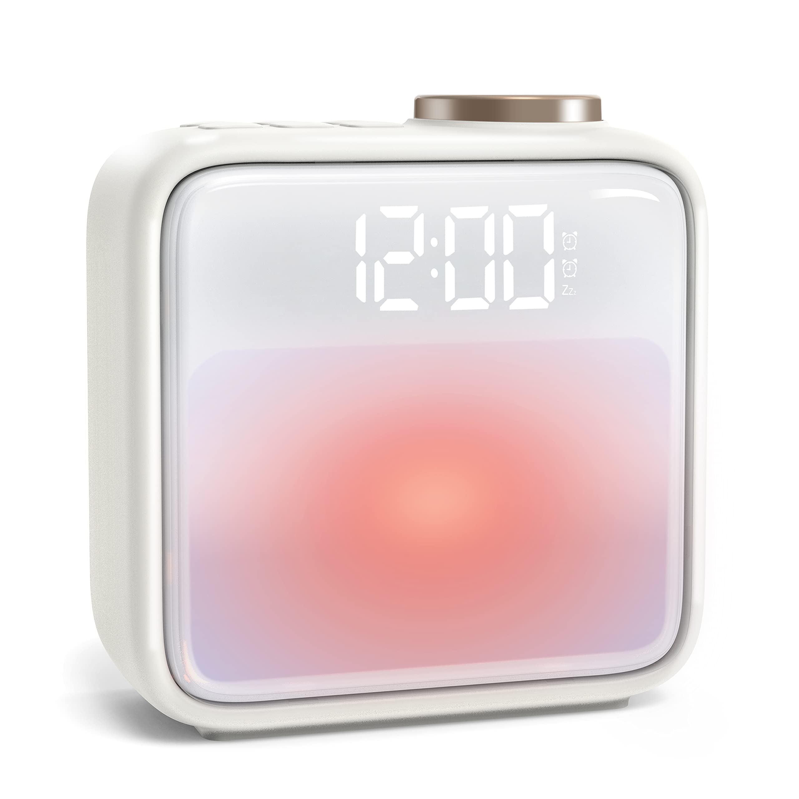 AIRIVO Alarm Clock Night Lights, Built-in Battery Alarm Clock for Bedrooms, 6 Scenes & White Noise Sync, Dual Alarms & Snooze, f