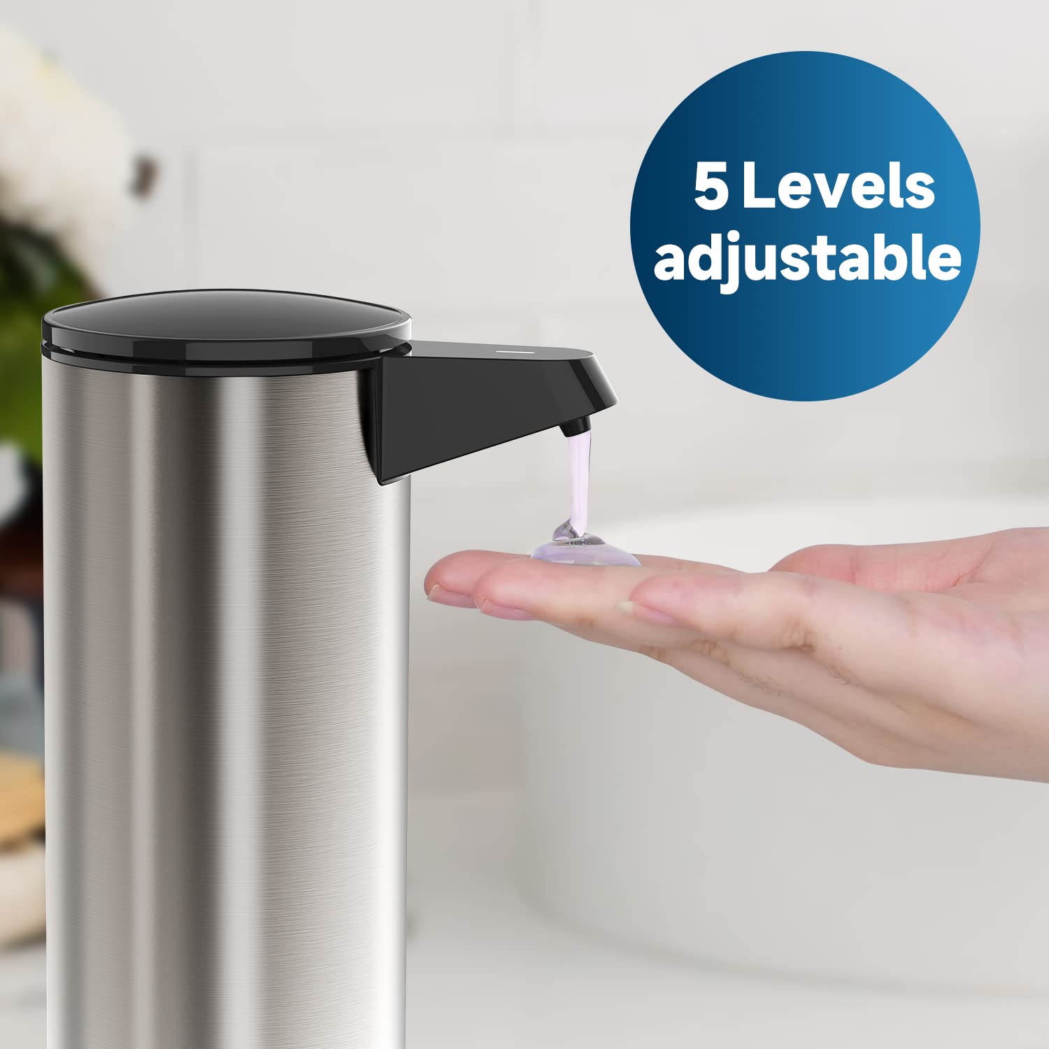 AIKE 9.5 oz. Rechargeable Automatic Sensor Liquid Soap Dispenser Pump  Brushed Stainless Steel  Model AK1333