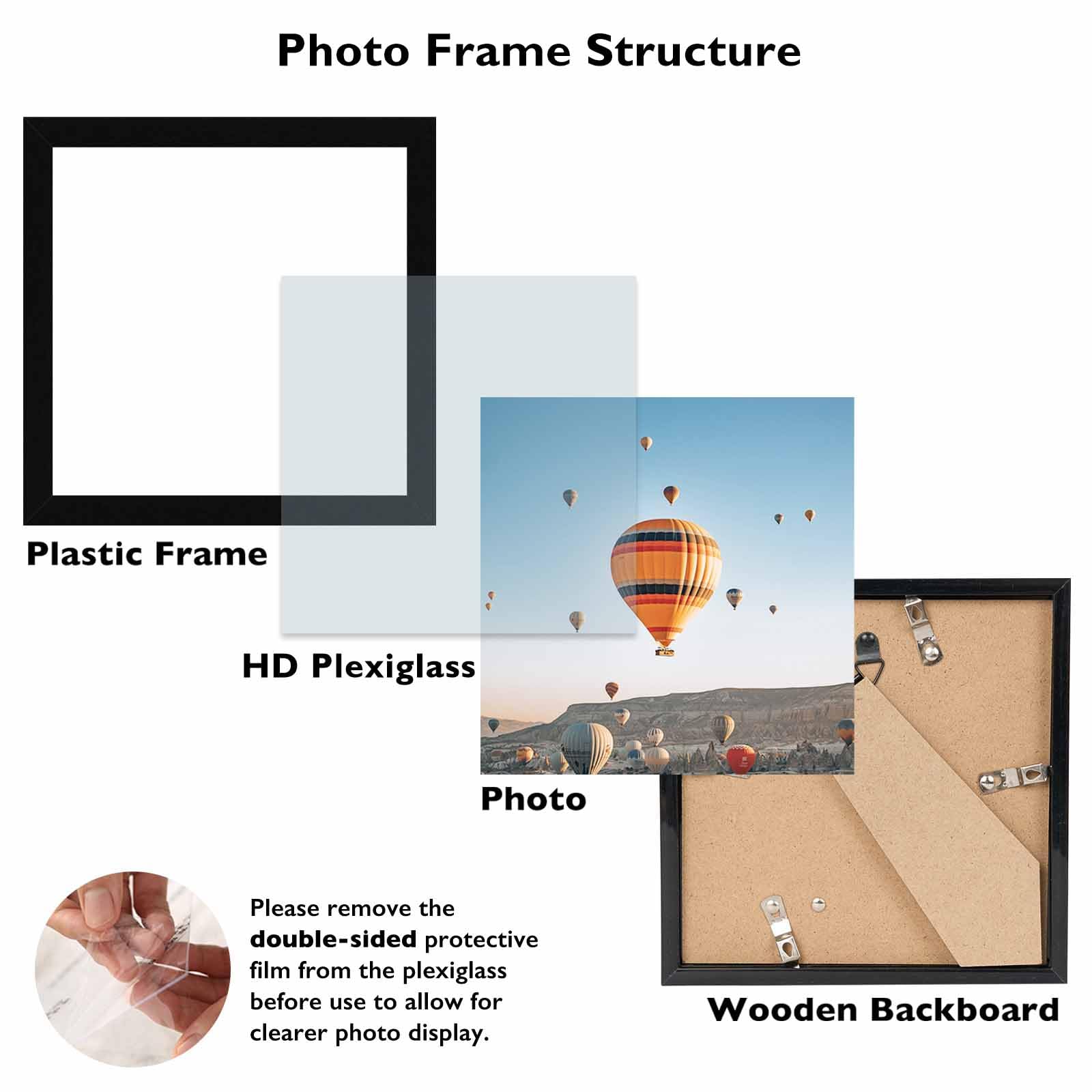 JCJMY 6x6 Picture Frame Set of 2 for Wall Hanging or Tabletop, 6 x 6 Square Wall Gallery Poster Photo Frame with Shatter Resista