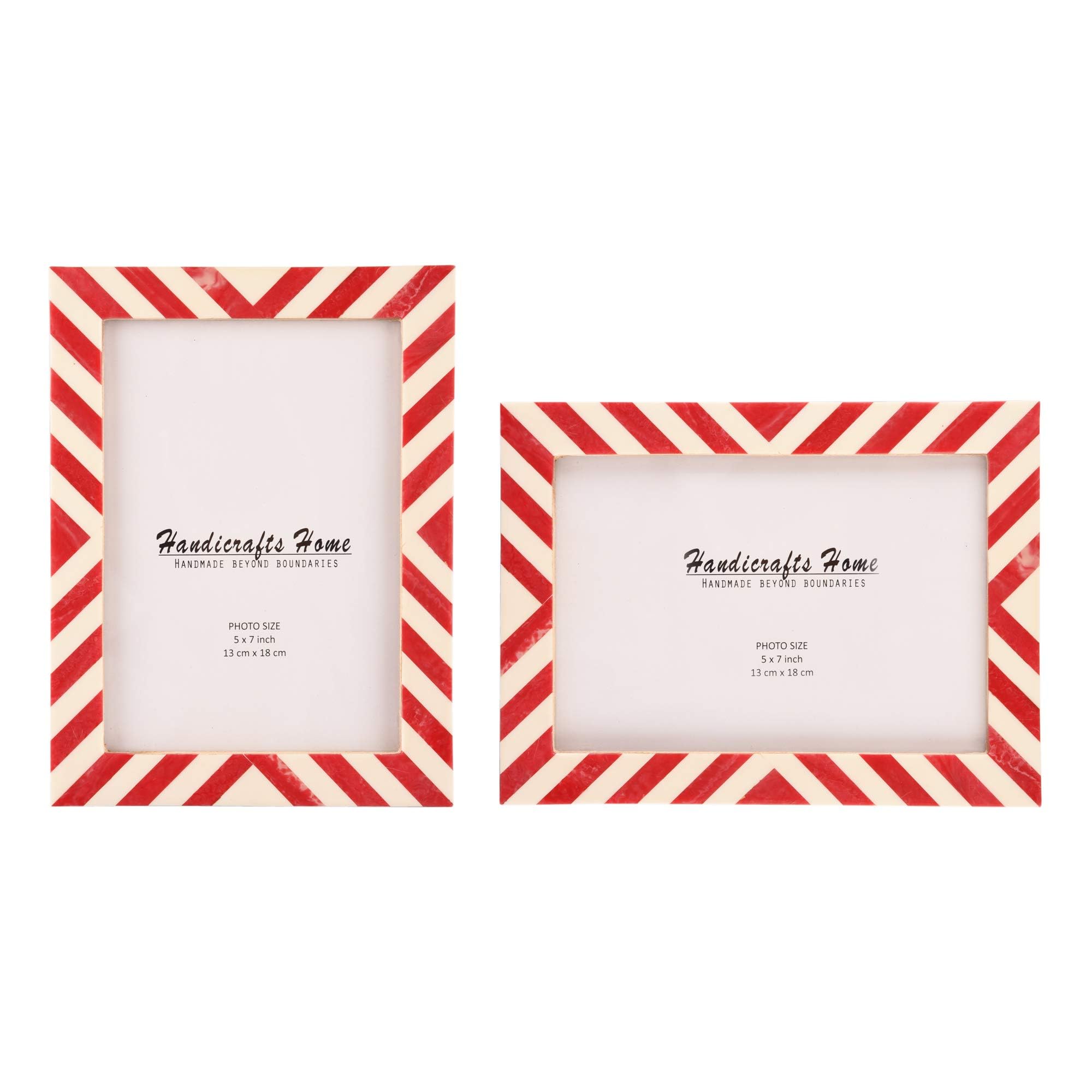 Handicrafts Home 5x7 Picture Frames Pack of 2 - Candy Cane Collection Handcrafted Photo Frames, Perfect for Wall & Tabletop Disp