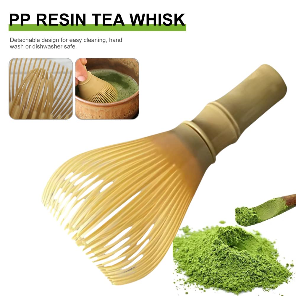 Resin Matcha Whisk Chasen Brush Tools For Matcha Green Tea Powder Reusable Powder Whisk Prepare Japanese Matcha Tea (Yellow)