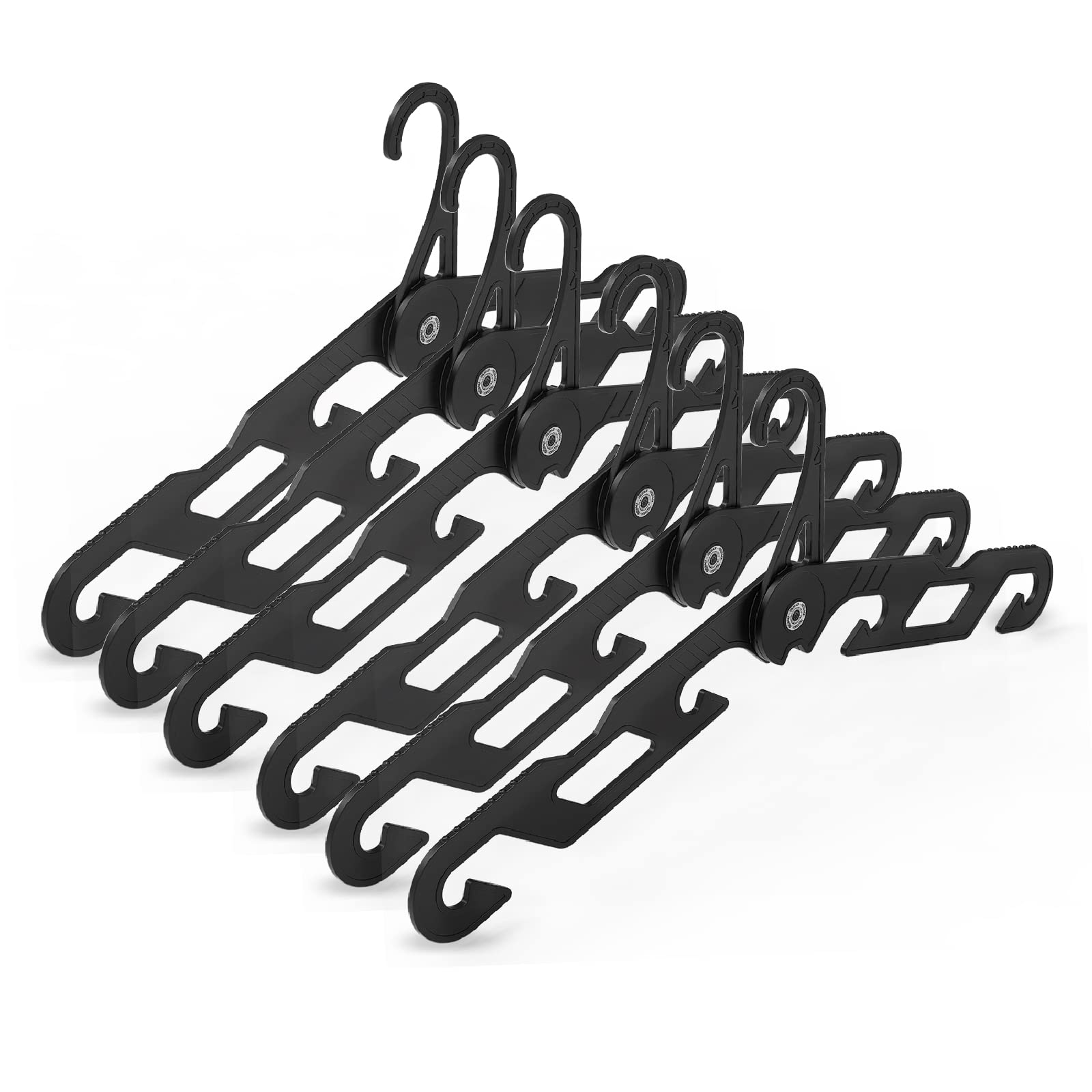 NICEDACK Premium Travel Hangers 6 Pack Portable Folding Clothes Hangers - Super Bearing Collapsible Hanger Foldable Clothes Drying Rack for Travel  Indoor and Outdoor Use (Black 6 Pack)