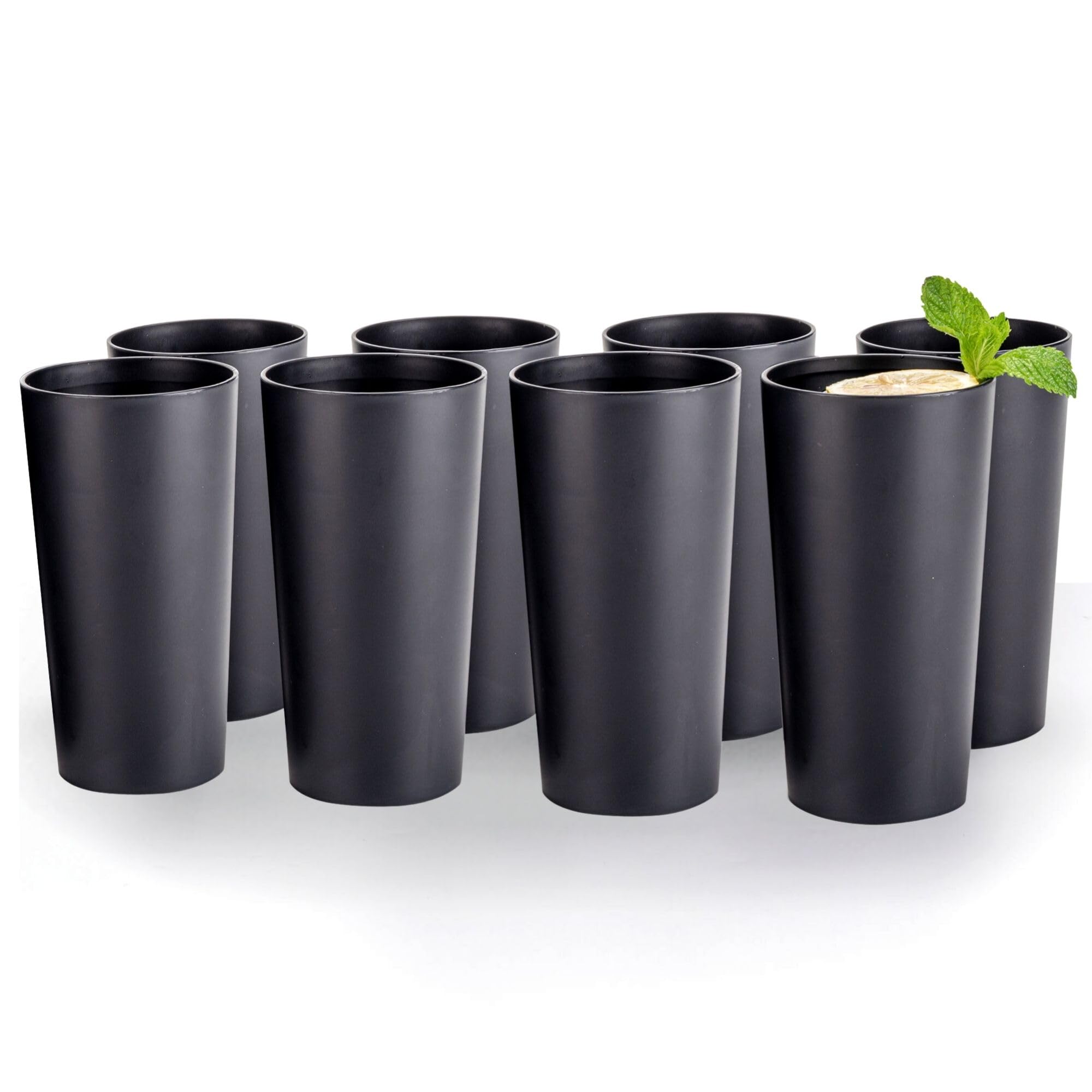 MIYOPESI 26oz Stackable Plastic Water Tumblers (Set of 8), Shatter-Proof Plastic Cups, Reusable Plastic Drinking Glasses, BPA-Fr