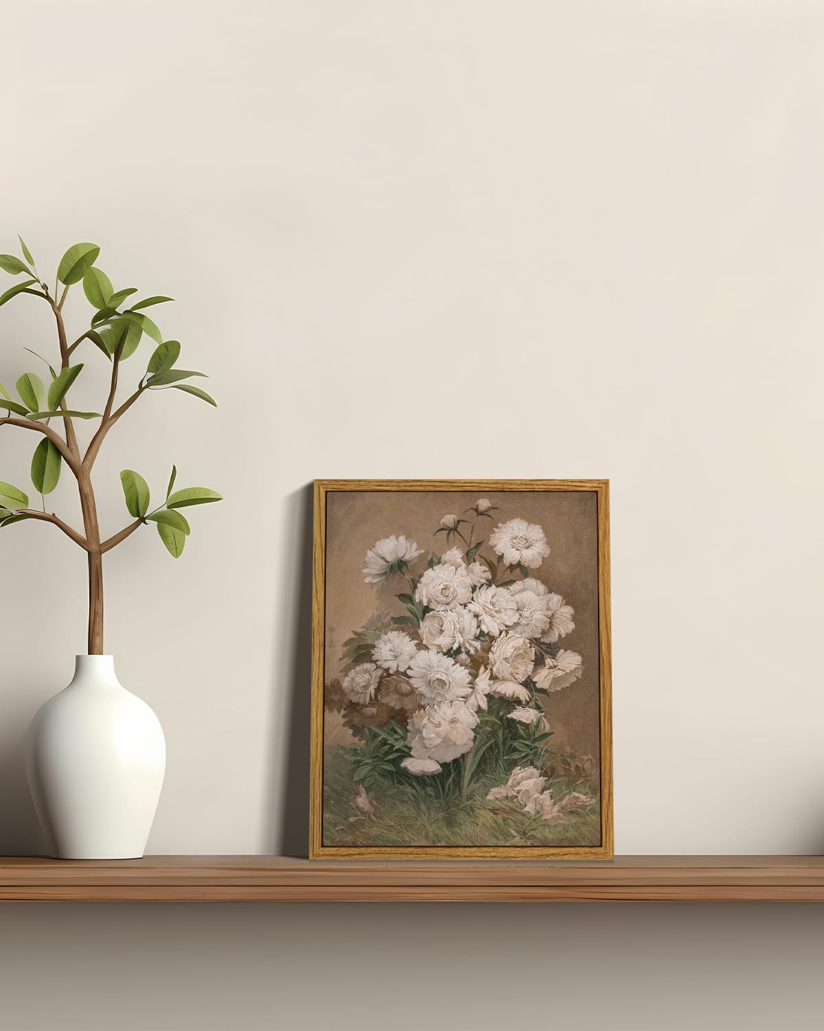 Arpeotcy Framed Canvas Wall Art Decor, 8X10Inch, Farmhouse Peonies Flower Kitchen Wall Decor, Rustic Art Prints For Home Decor A