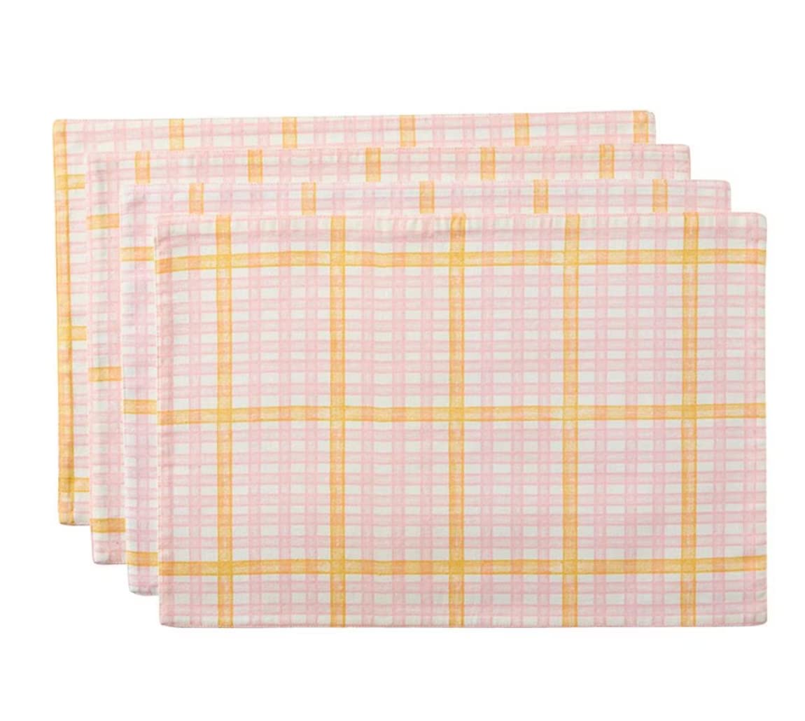Springtime Plaid Set Of 4 Placemats Or Runner - Set Of 4 Placemats