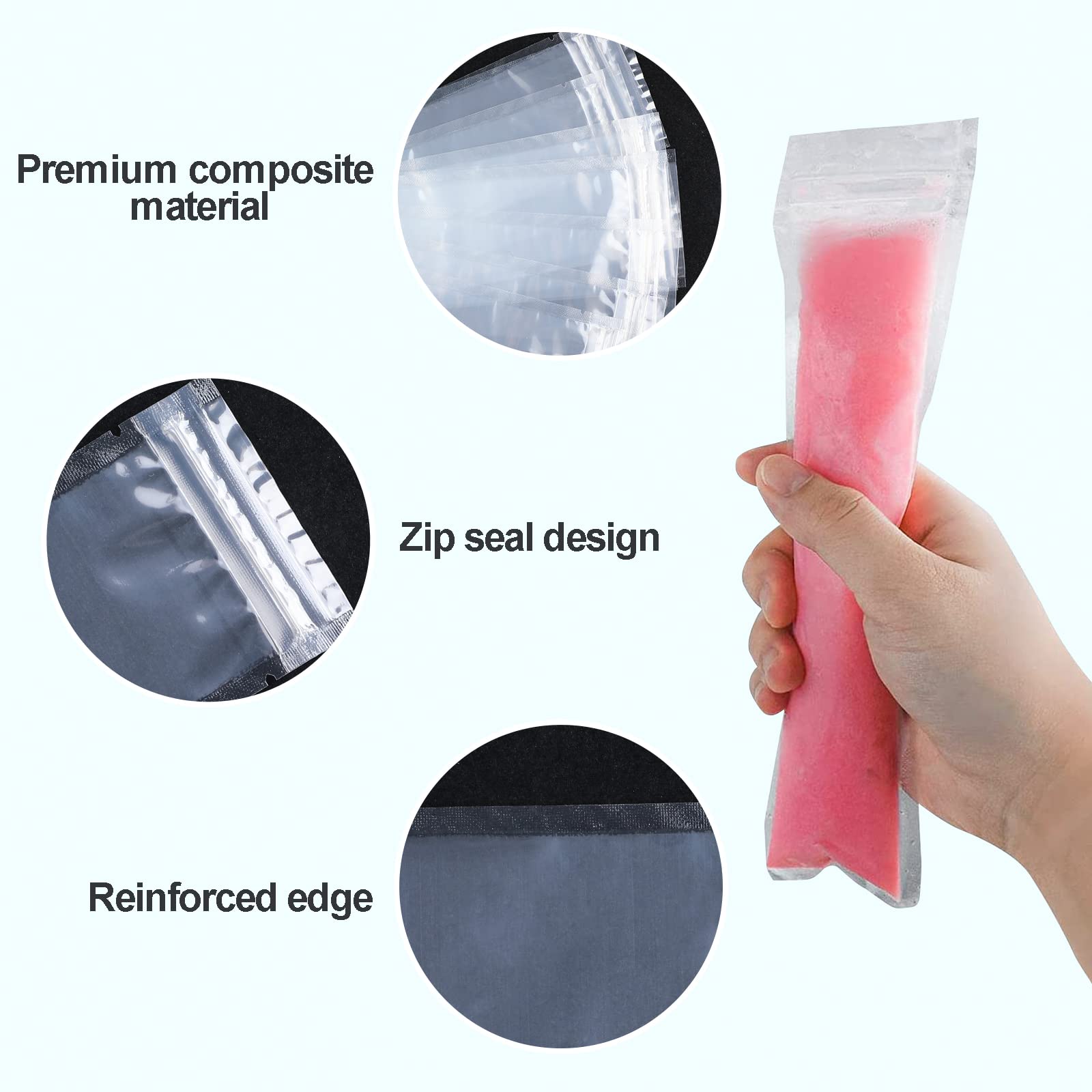 Lomimos 100Pcs Recyclable Ice Popsicle Mold Bag,Bpa Free Freezer Tubes With Zip Lock Seal Funnel For Healthy Snack Yogurt Stick