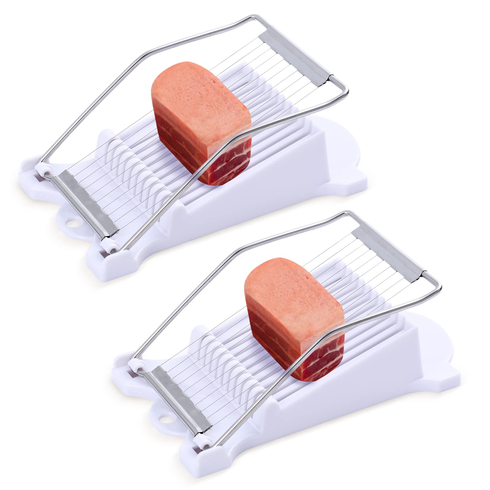 2 Pack Luncheon Meat Slicer, Egg Slicers,Stainless Steel Wire, Cuts 10 Slices For Eggs, Hams, Avocados, Bananas, Onions, Soft Fo