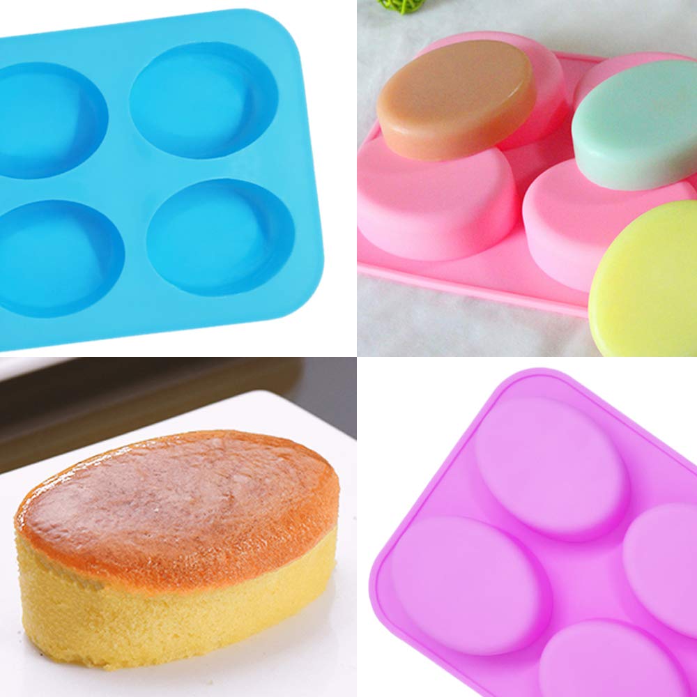 3 Packs Silicone 6 Cavities Oval Shape Cake Mold, Findtop Homemade Craft Soap Mold Cake Mold For Cake Baking Tart Pudding Cookie