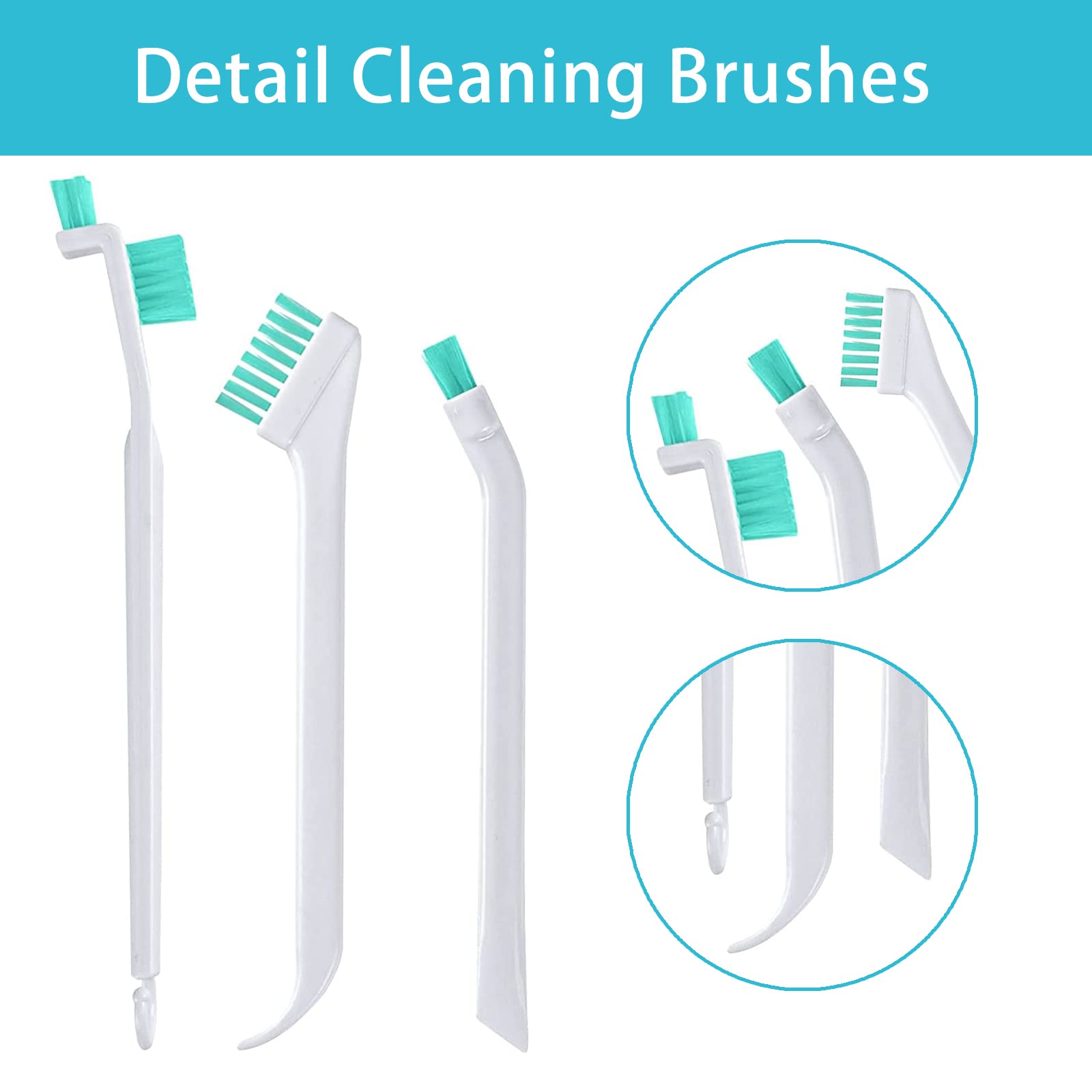LIOUCBD 8Pcs Cleaning Brush Set, ABS Scrub Brushes for Gaps, Corners, Water Bottles, White