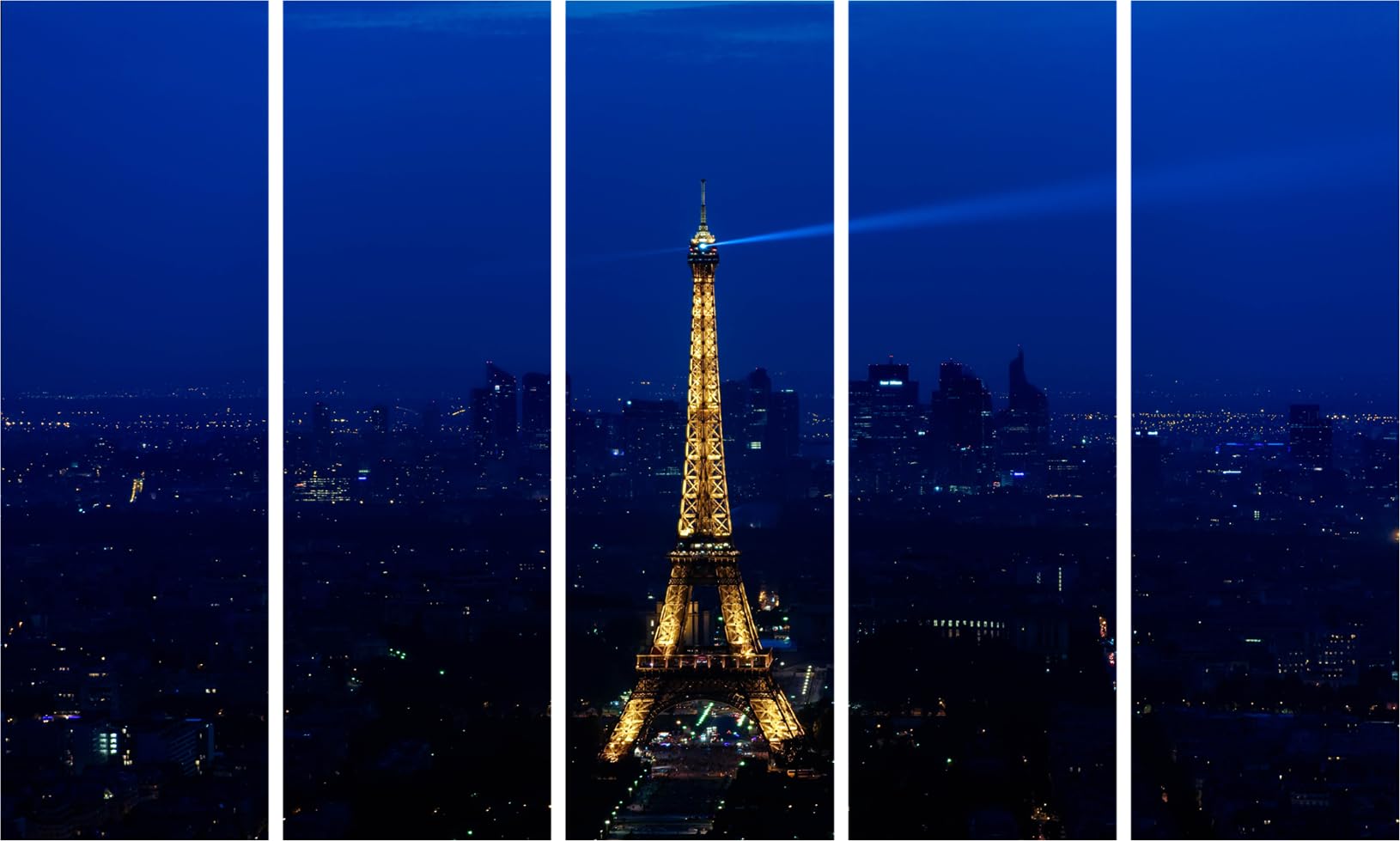 Inephos Multiple Frames Beautiful Eiffel Tower Wall Painting (Multi Color, 150 Cm X 76 Cm, Abstract)  Set Of 5
