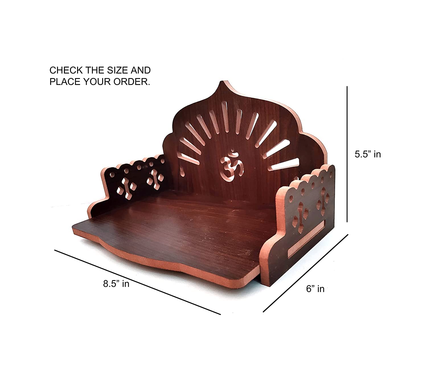 M Fashion Mantra Art Plywood Small Wooden Temple For Home Office And Shop/Sinhasan/Pooja Stand/Hindola (8.5 In * 6 In * 5.5 In)