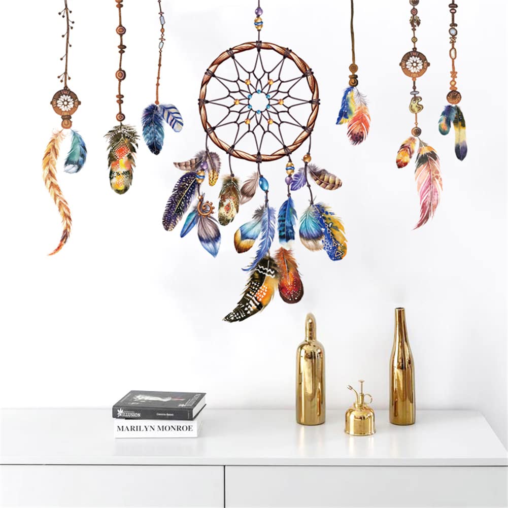 Dream Catcher Wall Decals YXY LLC Dream Catcher Feathers Wall Stickers for Bedroom Kids Room Decoration (Dream Catcher)