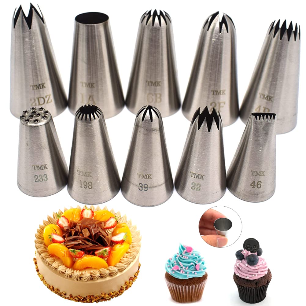 10 Pcs Stainless Steel Seamless Icing Nozzles Large Nozzle Nozzle Cake Decorating Tools