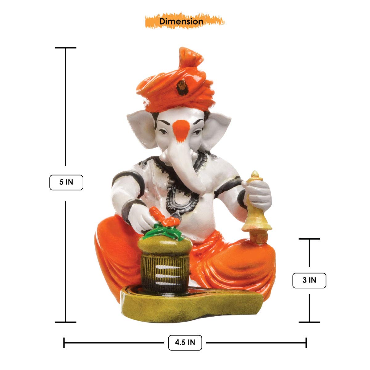 Karigaari India Handcrafted Polyresin Eco Friendly Lord Ganesha Ganpati Idol Figurine | Lord Ganesha Statue for Home Decoration