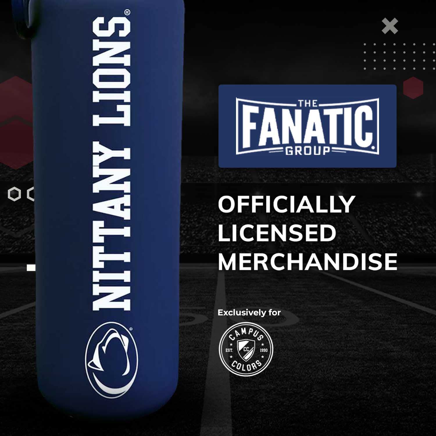 Campus Colors Ncaa Stainless Steel Water Bottle - Twist On Cap - 24 Oz - Carry Clip - Keeps Your Drinks Hot Or Cold For Hours (P