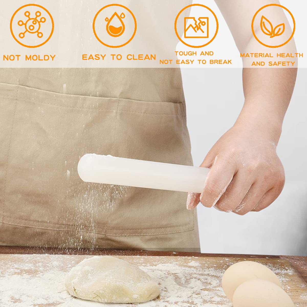 Doerdo Fondant Rolling Pin Non-Stick Dough Pastry Roller Baking Decorating Tools Kitchen Utensils For Fondant, Pie Crust, Cookie
