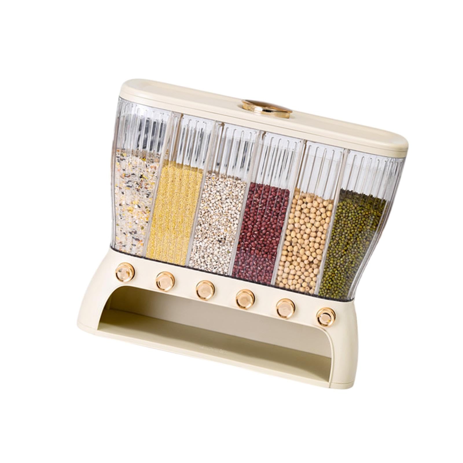 Atorse Cereal Dispenser 6 Grids Large Capacity Transparent Airtight Multifunctional Beige|Home & Garden | Kitchen, Dining & Bar 