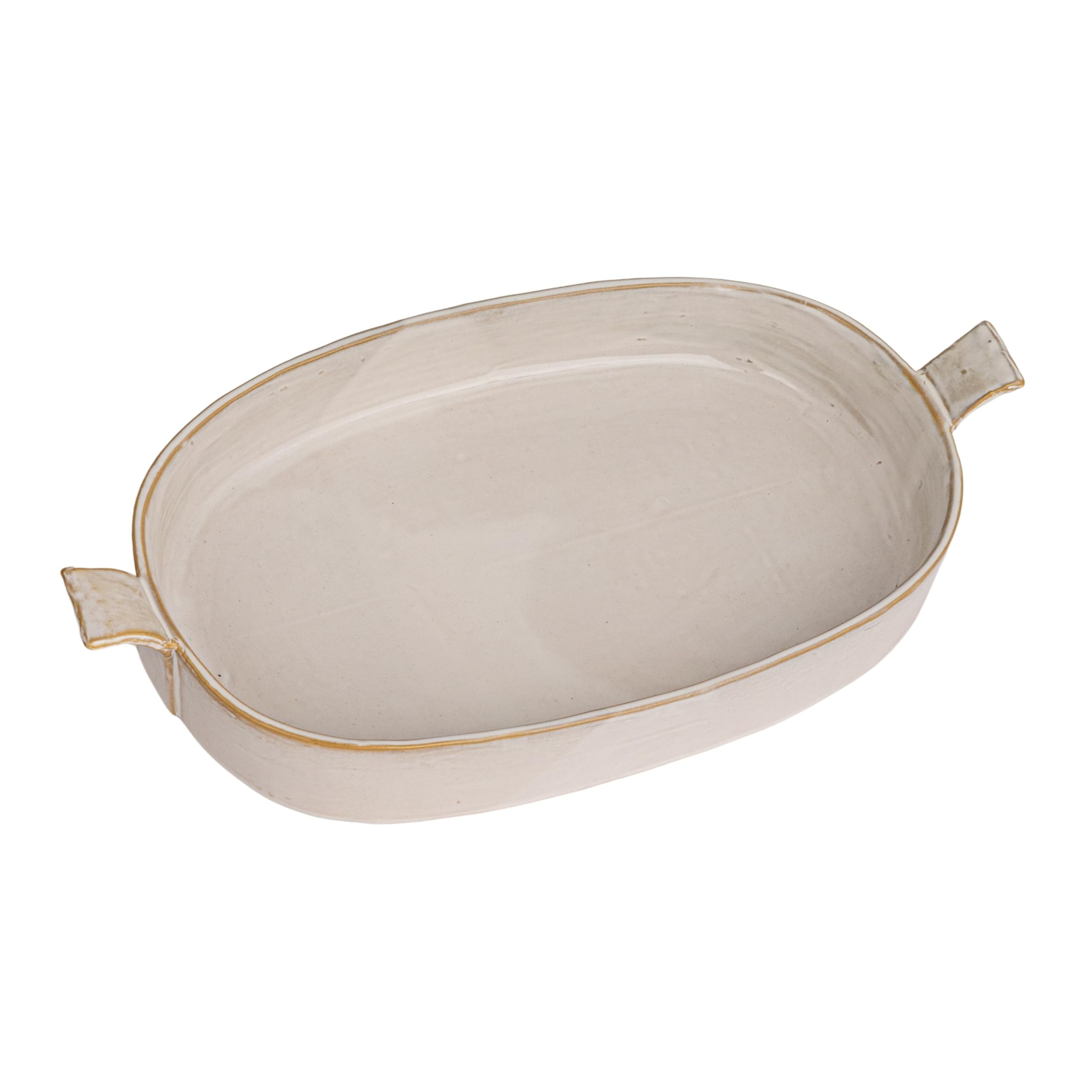 Creative CoOp Classic Elegance Stoneware Baker with Handles, White