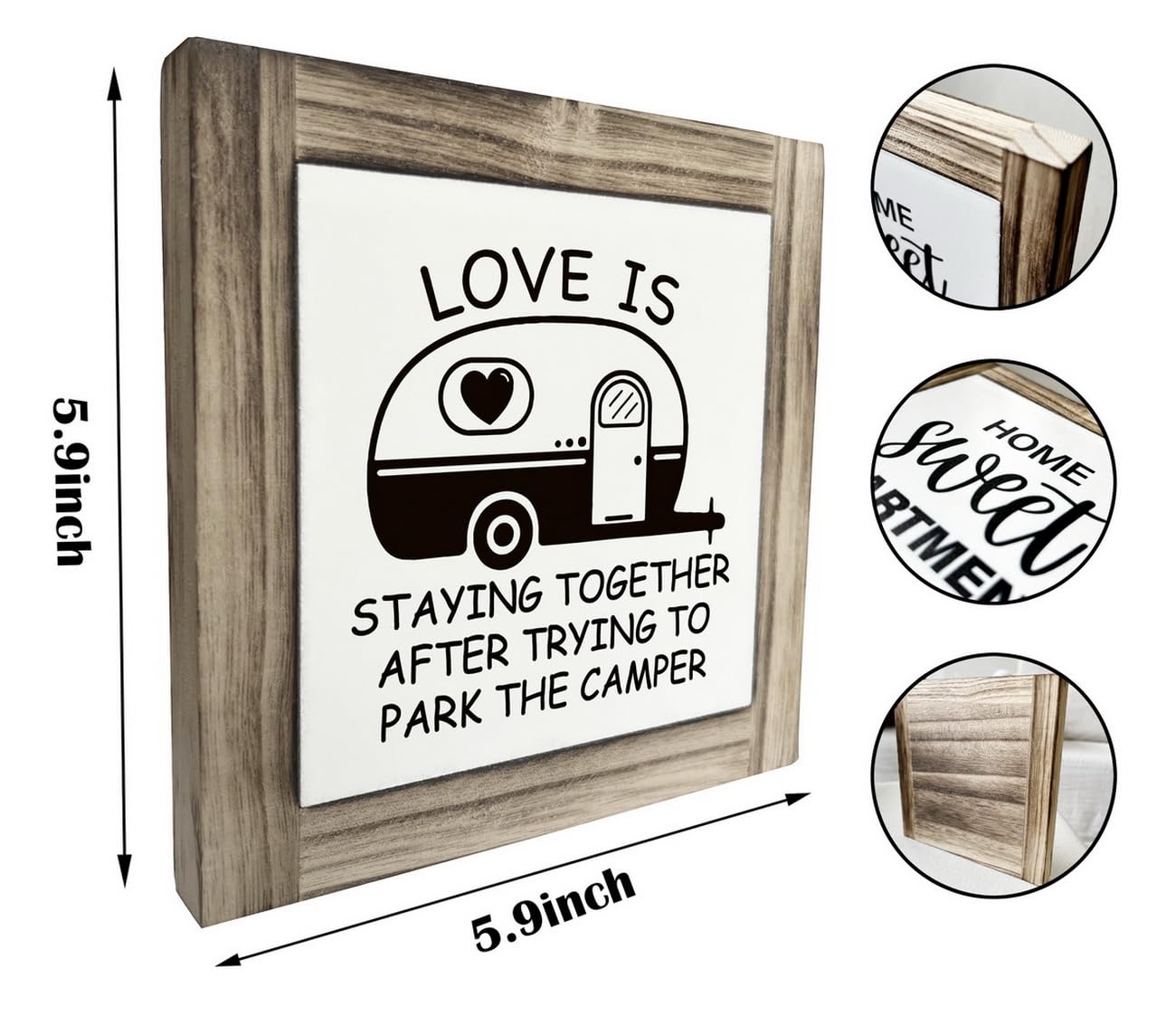 Camper Wood Plaque Sign, Love is Staying Together Parking the Camper, Box Wood Plaques Desk D  cor, Camper Wooden Plaque Signs,