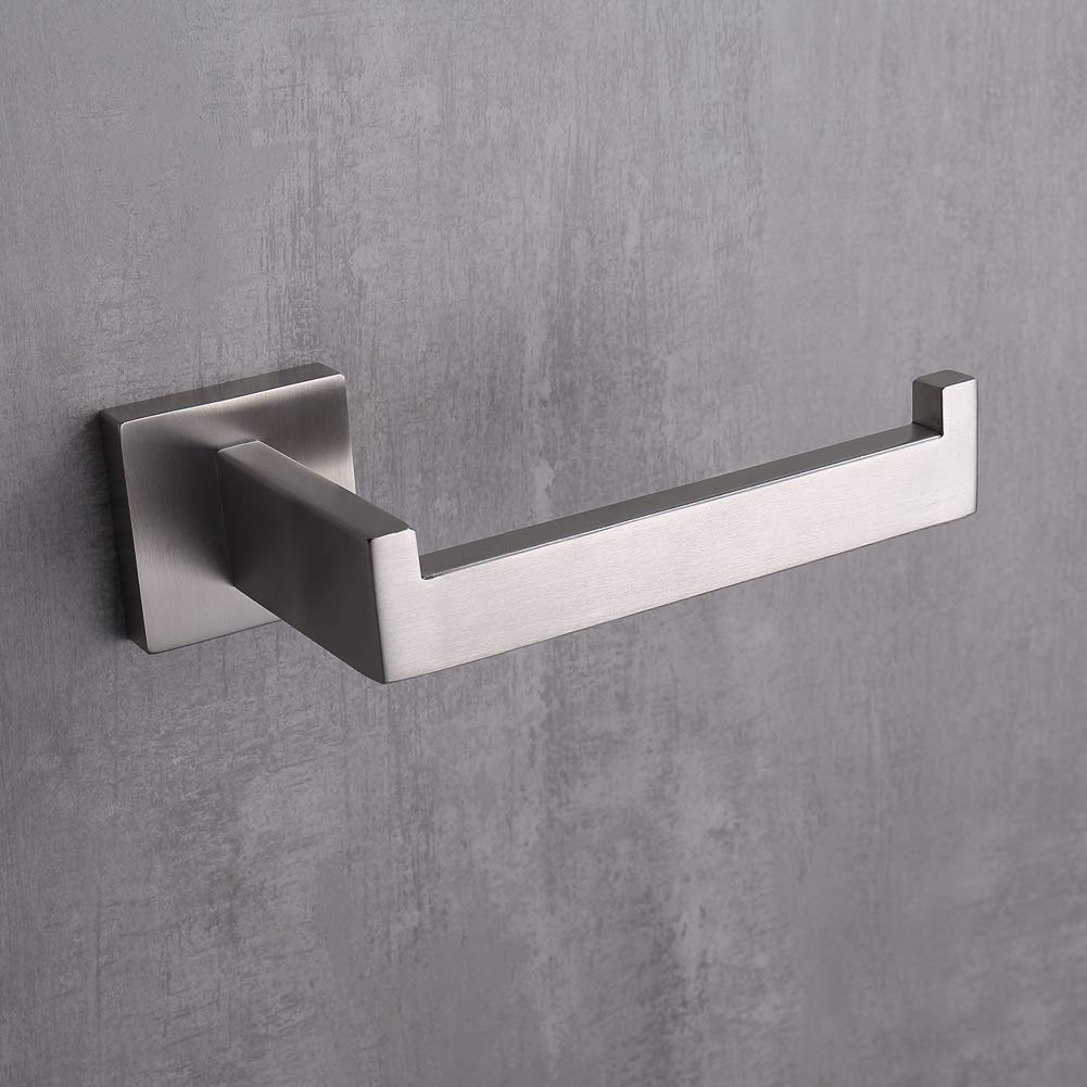 TASTOS Toilet Paper Holder Brushed Nickel  Toilet Tissue Roll Holders Dispenser and Hangers Wall Mounted for Bathroom & Kitchen  Stainless Steel Modern Square Style (Silver)