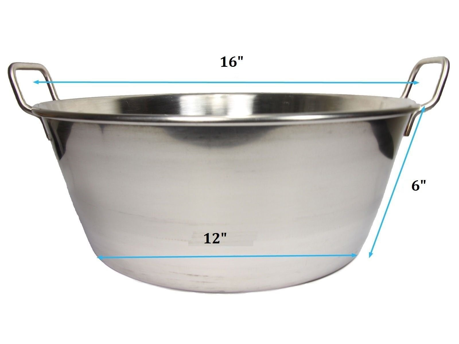Cazo Para Carnitas 16'' Stainless Steel Heavy Duty Acero Inoxidable Wok Comal Fry Mexican Style