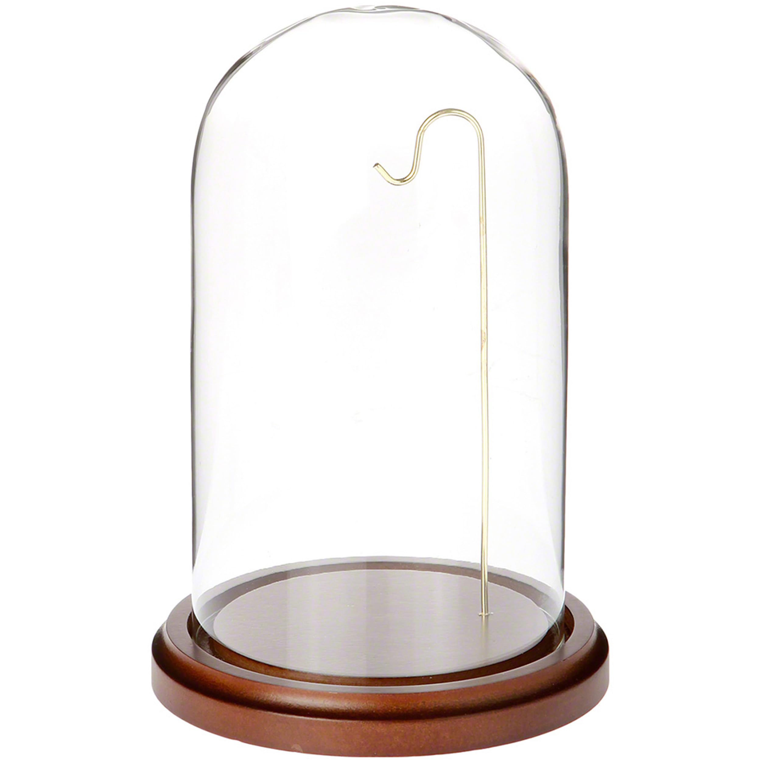 Plymor 4 x 7 Watch/Ornament Glass Display Dome Cloche (Walnut MDF Base & Brass Wire)