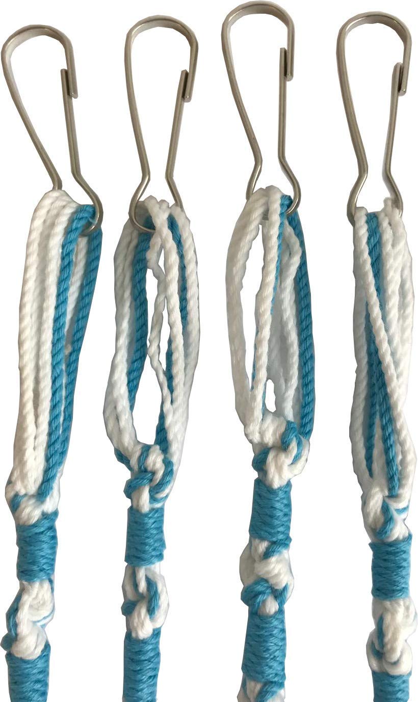 Holy Land Market Pants/Jeans Tzitzits (Set of Four) White with Blue Thread - Tassels with Hanging Hooks (with Longer Blue Messia