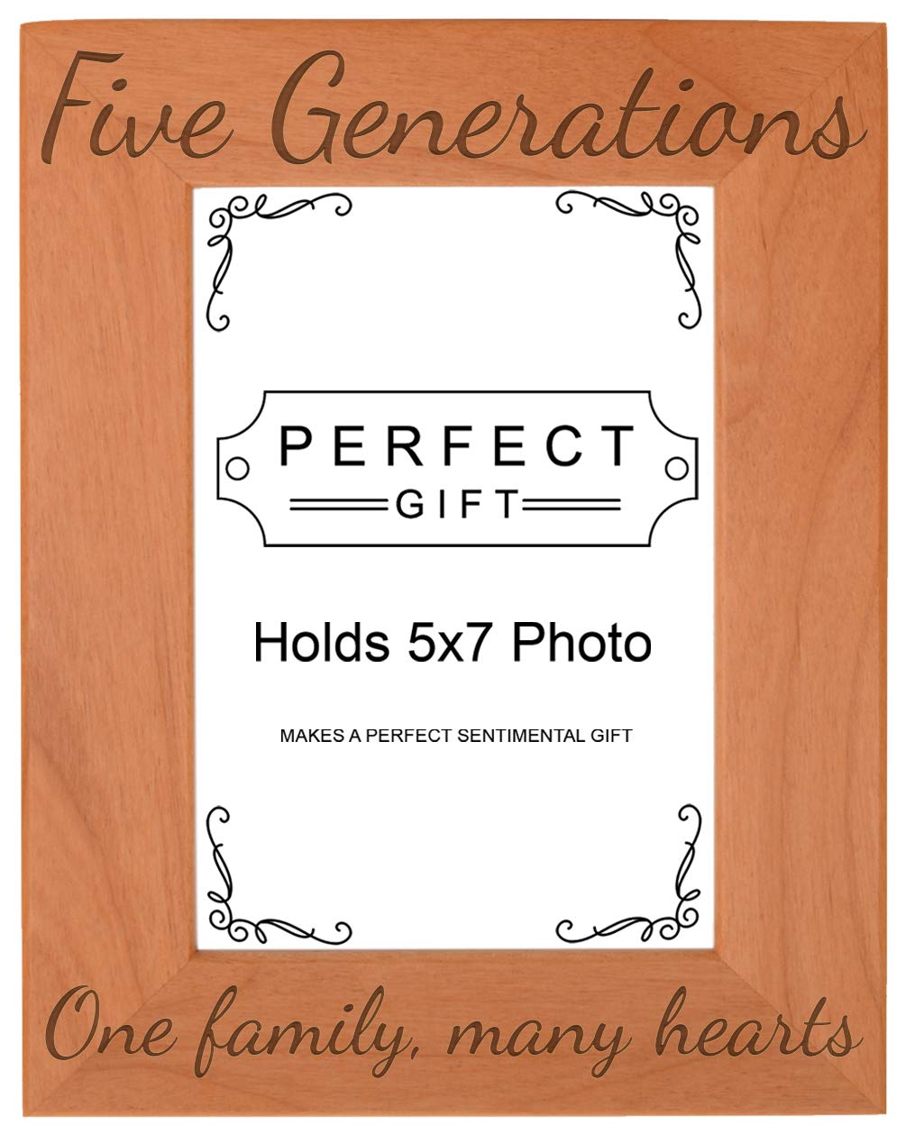 Gifts For All By Rachel Olevia Five Generations One Family Many Hearts Natural Wood Engraved 5x7 Portrait Picture Frame Wood