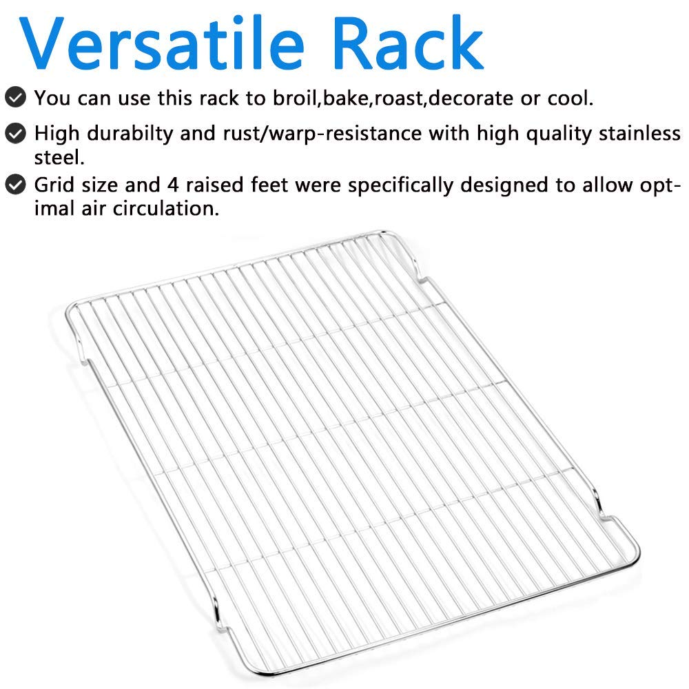 Bastwe Cookie Sheet And Cooling Rack Set, 16 Inch Stainless Steel Baking Pan With A Rack, Professional Bakeware, Healthy & Non-T