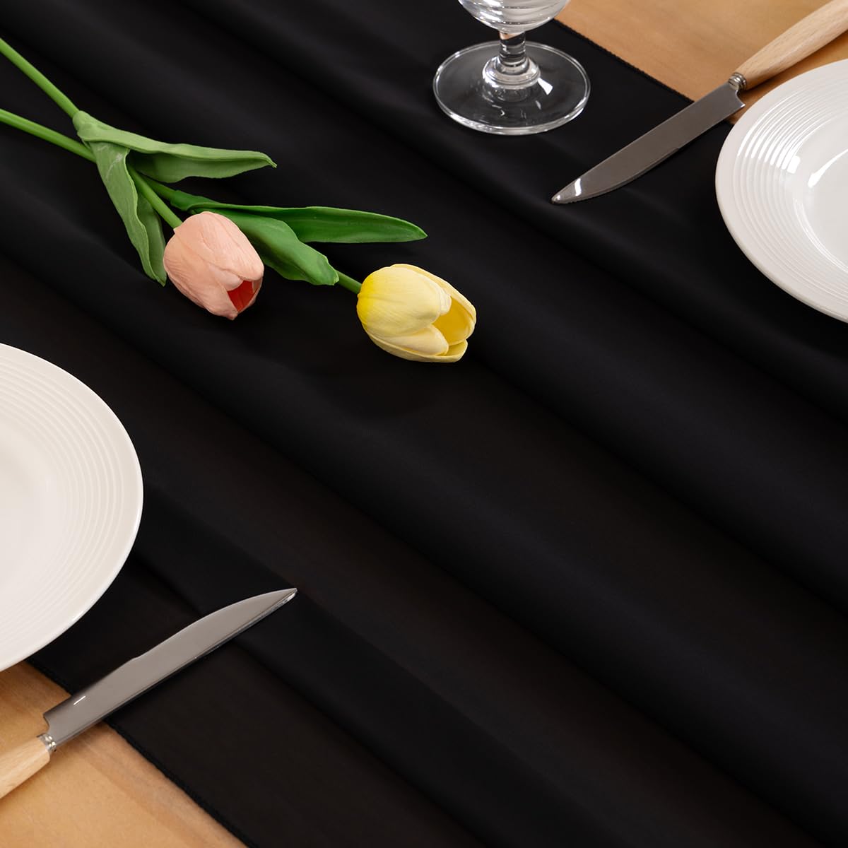 Socomi Black Halloween Chiffon Table Runner Fall Thanksgiving Boho Rustic 14ft 29x170 Inches Wedding Runner Sheer Romantic Brida