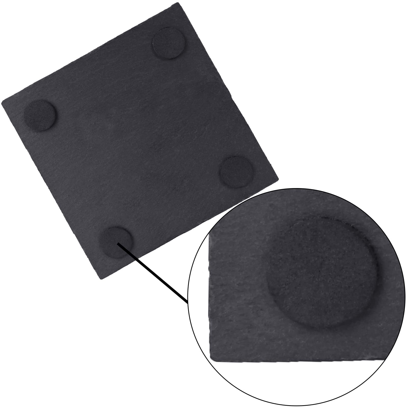 Slate Drink Coasters With Metal Holder, Goh Dodd 4 Inch 8 Pieces Black Stone Coasters Bulk Cup Coaster Set For Bar Kitchen Home