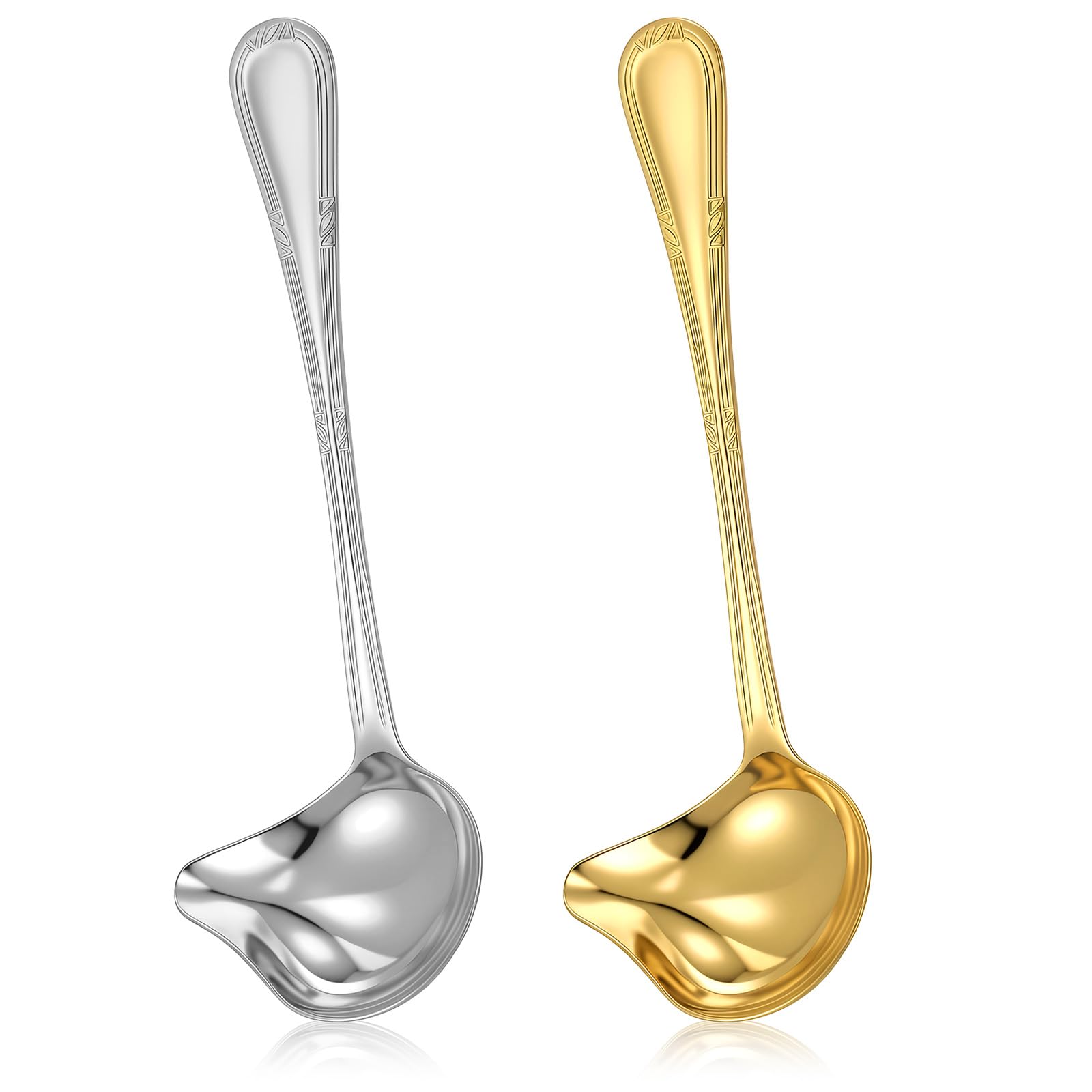 2 PCS Small Ladles for Serving Sauce Stainless Steel Gravy Drizzle Spoon
