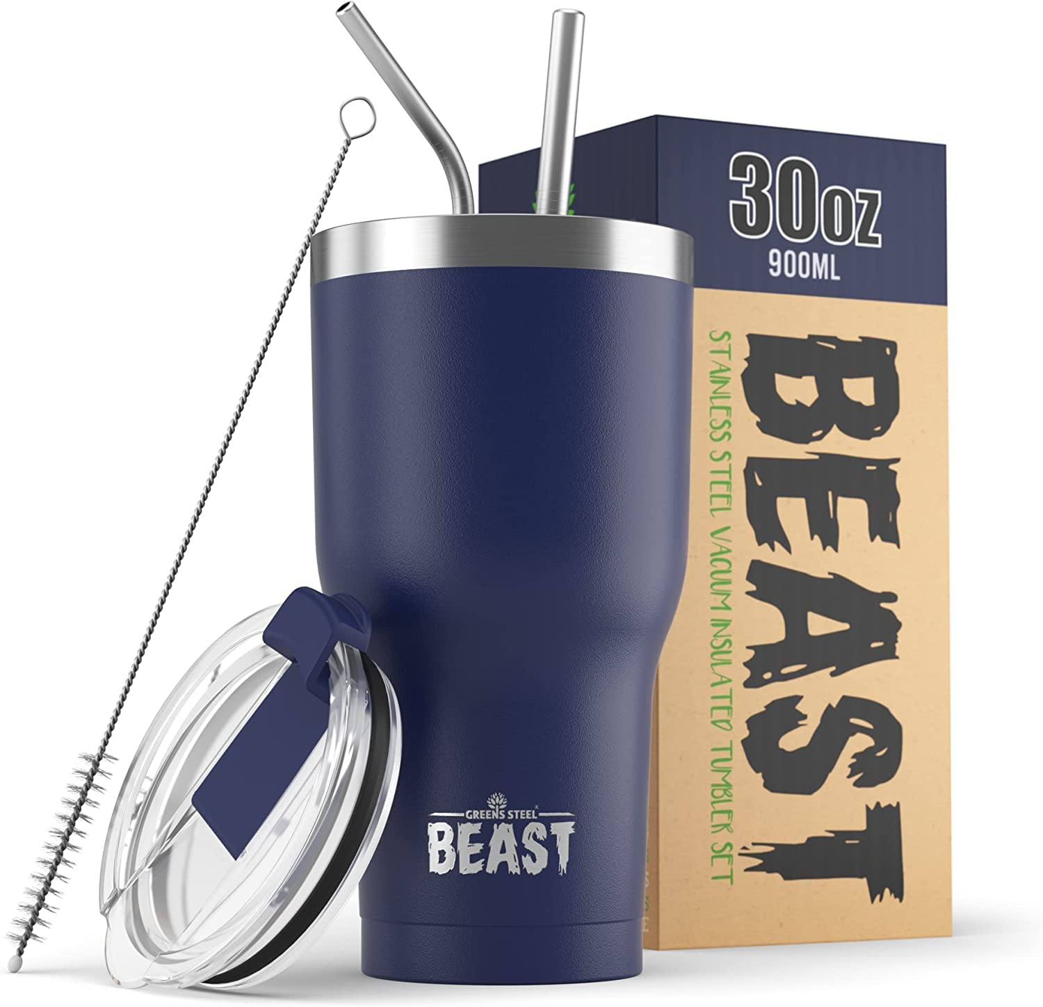Beast 30 Oz Tumbler Stainless Steel Vacuum Insulated Coffee Ice Cup Double Wall Travel Flask (Royal Blue)