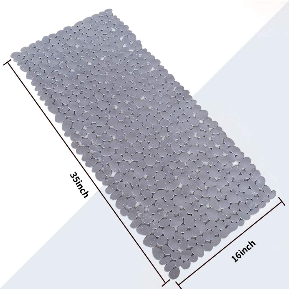 Bathtub Mat Non Slip 2 Pack, 35 X 16 Inches Pebble Shower Mat With Suction Cups And Drain Holes, Bath Mat For Shower,Bathroom Tu